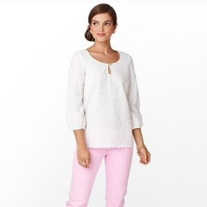 Lilly Pulitzer White Telyn Eyelet Top Size S